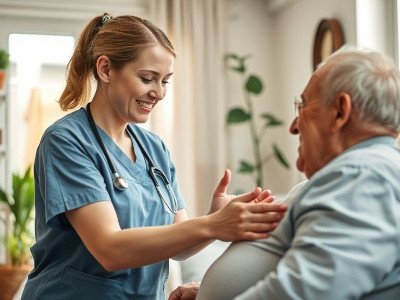 Professional nurse providing elderly care at home